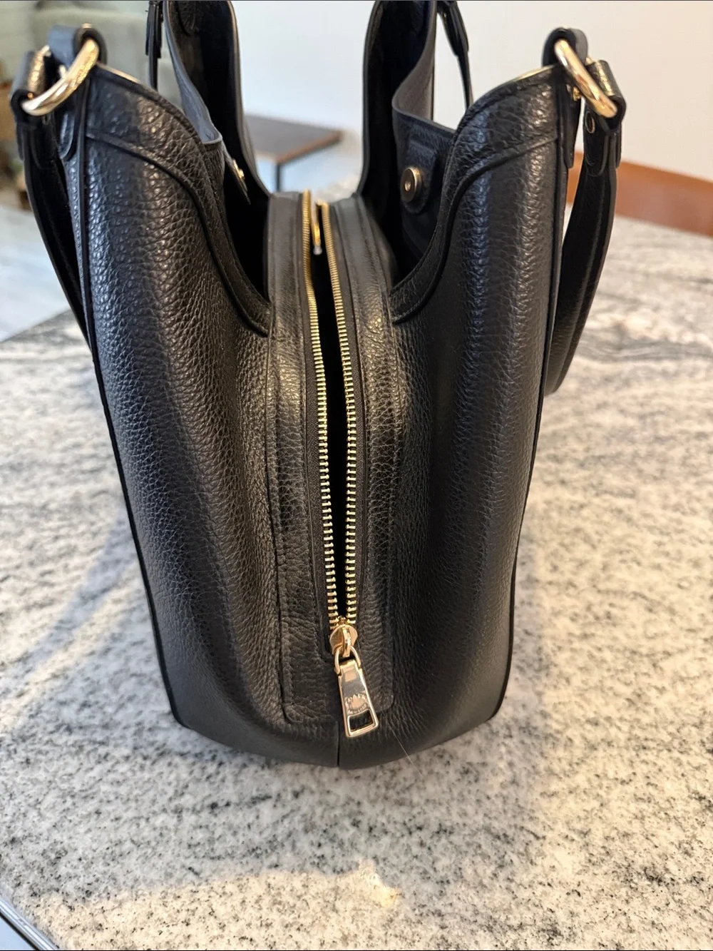 Coach Black Pebbled Leather Hobo with Gold Hardware